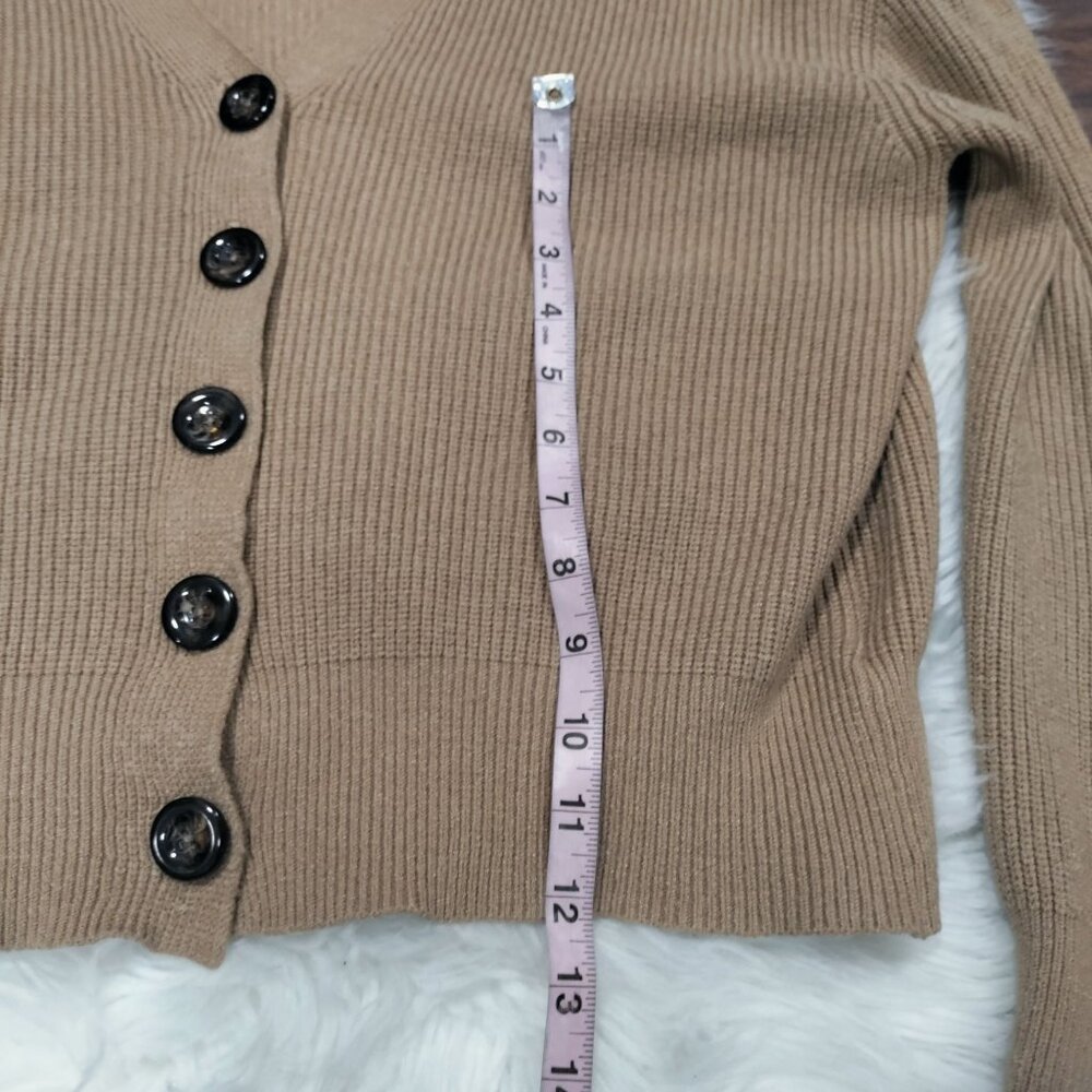 Apparis Women's Tan Oversized Cropped Ribbed Knit Button-Up Cardigan Size Medium - Picture 13 of 15